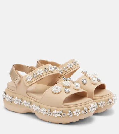 Simone Rocha X Crocs Embellished Platform Sandals In Pink