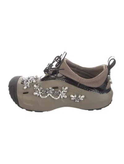 Pre-owned Simone Rocha X Crocs Rubber Crystal Embellishments Athletic Sneakers In Black/brown