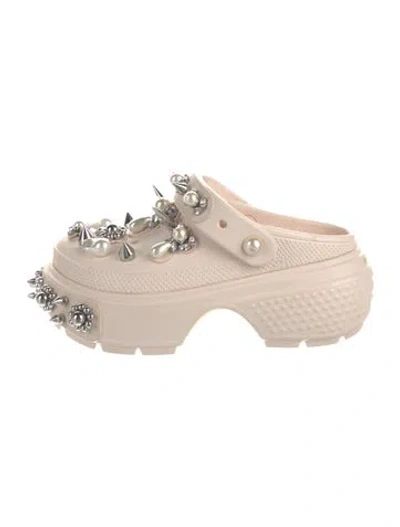 Pre-owned Simone Rocha X Crocs Rubber Crystal Embellishments Flats In Neutrals