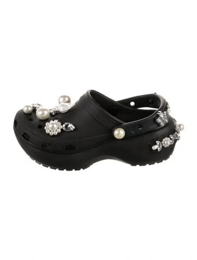 Pre-owned Simone Rocha X Crocs Rubber Crystal Embellishments Sandals W/ Tags In Black