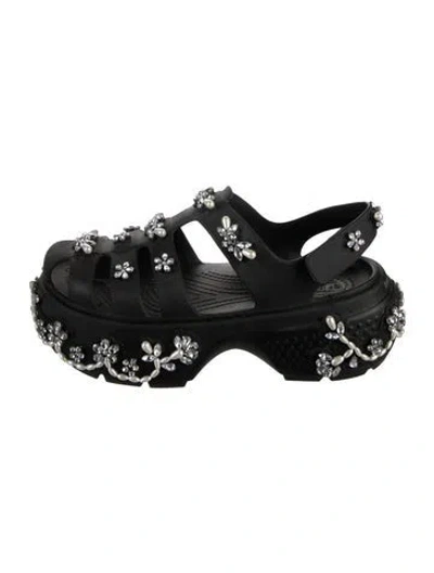 Pre-owned Simone Rocha X Crocs Rubber Floral Print Sandals In Black