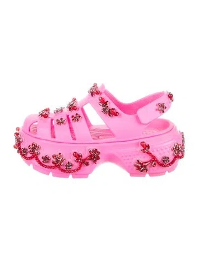 Pre-owned Simone Rocha X Crocs Rubber Floral Print Sandals In Pink