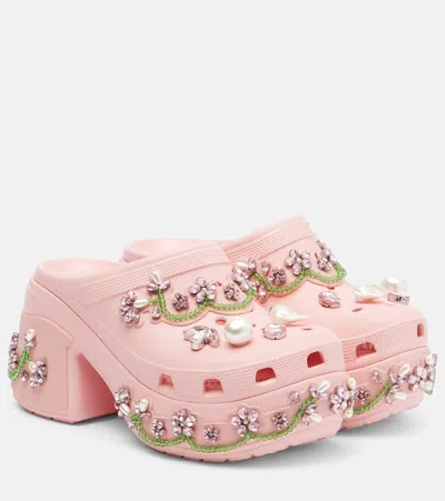 Simone Rocha X Crocs Siren Embellished Platform Clogs In Pink
