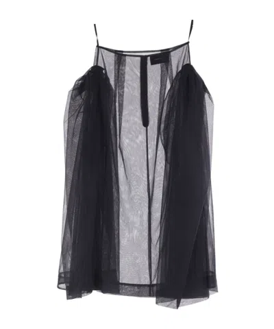 Simone Rocha Zipped Tulle Midi Skirt In Black
