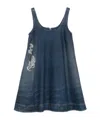 Simone Rocha Distressed-effect Denim Mini Dress In Blue