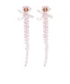 Simone Rocha Petite Bow Drip Crystal Earrings In Pink