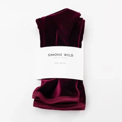 Simone Wild Wine Velvet Ankle Sock In Burgundy