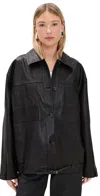 Simonett Oversized Leather Jacket Black In Black