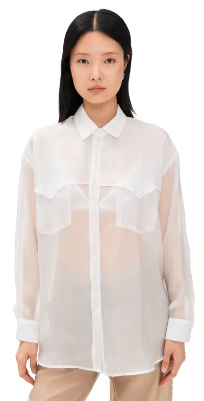 Simonett Sheer Western Button Up Blouse White