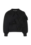 Simonetta Black Sweatshirt For Girl With Bows In Black