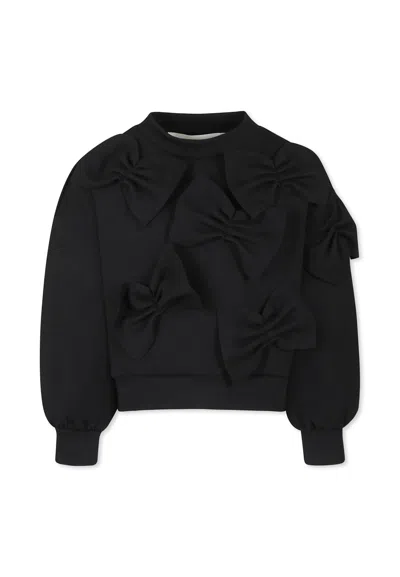 Simonetta Kids' Black Sweatshirt For Girl With Bows