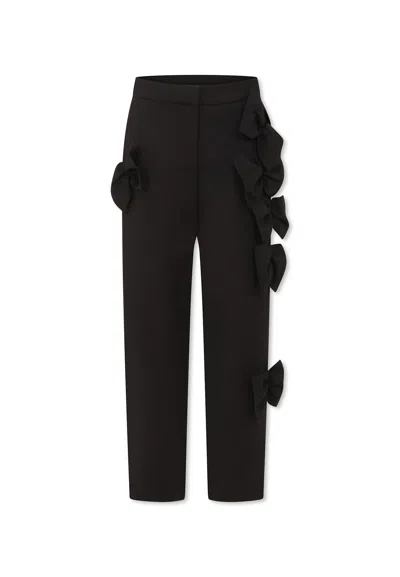 Simonetta Kids' Black Trousers For Girl With Bows