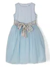Simonetta Bow-detail Tulle Dress In 蓝色