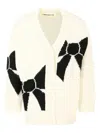 Simonetta Bow-pattern Wool Cardigan In White