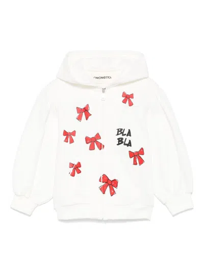 Simonetta Kids' Bow-print Hoodie In White