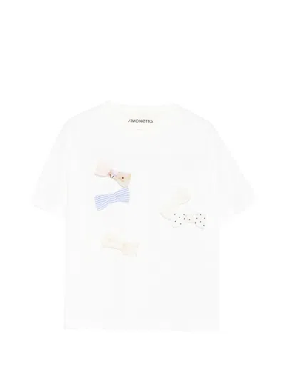 Simonetta Kids' Bow-appliqué T-shirt In White