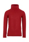 Simonetta Turtleneck Textured Sweater In Red