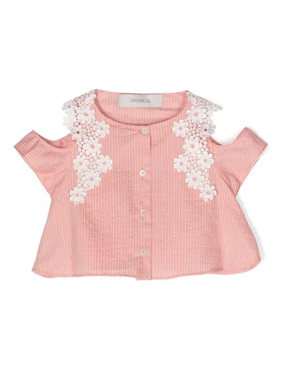 Simonetta Halo-stripe Poplin Shirt In Pink
