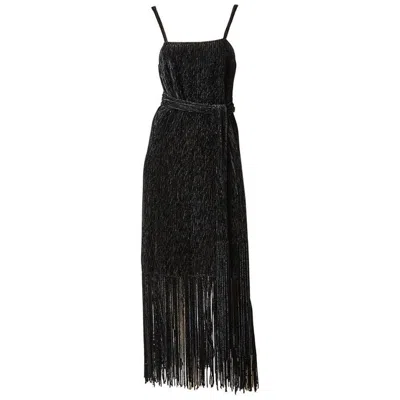 Pre-owned Simonetta Chenille Fringed Cocktail Dress In Black