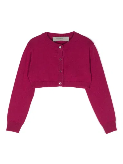 Simonetta Kids' Cropped Cashmere Cardigan In Purple