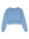 Simonetta Crystal-embellished Logo Knitted Jumper In Blue