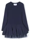 Simonetta Double-layer Knit Dress In Blue