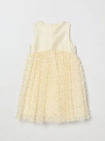 Simonetta Kids' ドレス  ボーイ カラー クリーム In Yellow