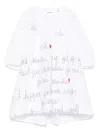 Simonetta Slogan-embroidered Dress In White