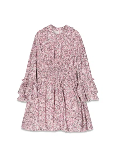 Simonetta Dress With Ruffled Collar And Sleeves In Multicolour