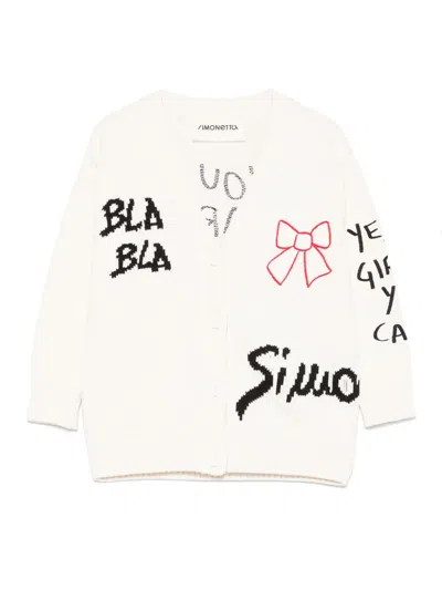 Simonetta Kids' Embroidered Cardigan In Neutrals