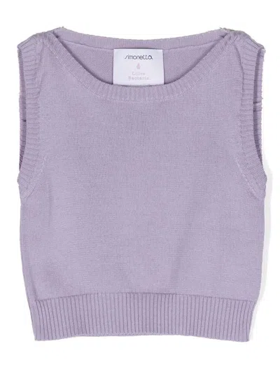 Simonetta Kids' Fine Knit Sleeveless Vest In Violett