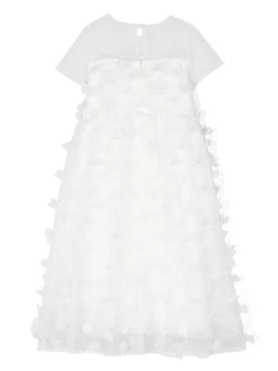 Simonetta Kids' White Dress For Girl With Tulle Applications
