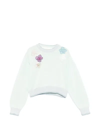Simonetta Kids' Floral Appliqué Sweater In Blue