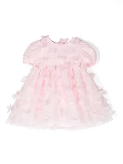 Simonetta Pink Dress For Baby Girl With Tulle Applications