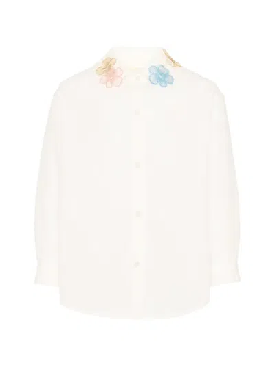 Simonetta Kids' Floral Collared Shirt In White