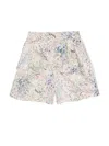 Simonetta Floral-print Pleated Shorts In Neutrals