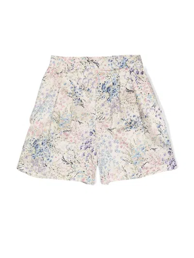 Simonetta Kids' Floral-print Pleated Shorts In Multicolor