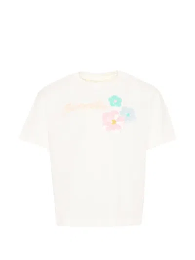 Simonetta Kids' Floral Short-sleeve T-shirt In Neutral