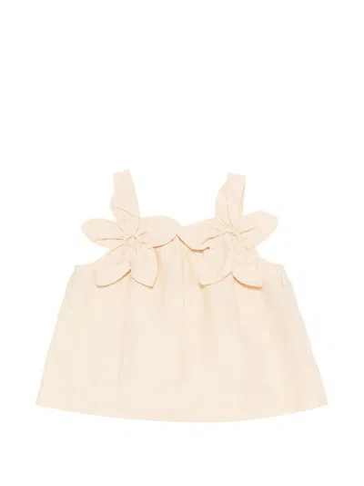 Simonetta Kids' Floral-detail Blouse In Brown