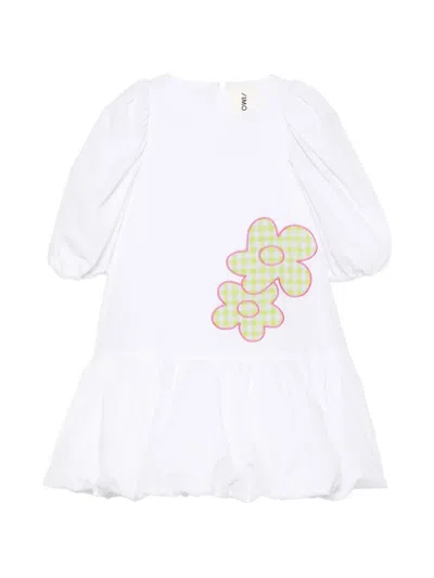 Simonetta Kids' Flower-appliqué Dress In White