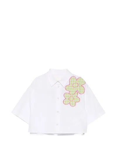 Simonetta Kids' Flower-appliqué Shirt In White