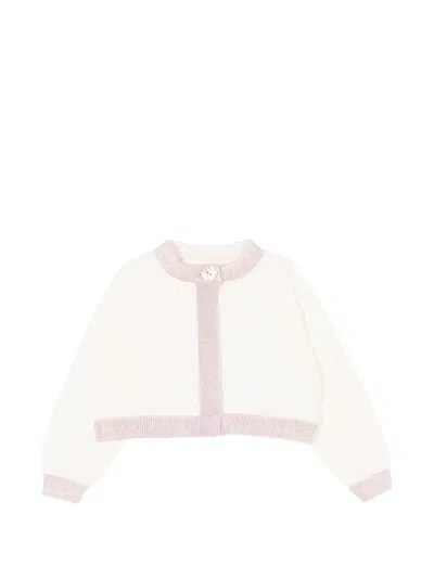Simonetta Babies' Flower-button Cardigan In Neutral
