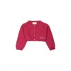 Simonetta Fuchsia Crop Cardigan For Girl With Logo In Fuchsia