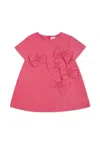 Simonetta Fuchsia Dress For Baby Girl With Bows In Fuchsia