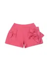 Simonetta Fuchsia Shorts For Baby Girl With Bows In Fuchsia