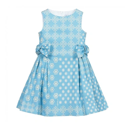 Simonetta Kids' Girls Blue Floral Cotton Dress