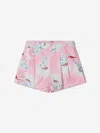 Simonetta Girls Cotton Floral Fan Print Shorts 1 Yrs Pink In Pink