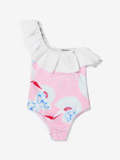 Simonetta Babies' Girls Floral Fan Print Swimsuit 2 Yrs Pink