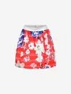 Simonetta Girls Floral Print Layered Skirt In Red