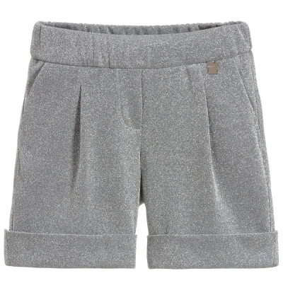 Simonetta Kids' Girls Silver Glitter Shorts